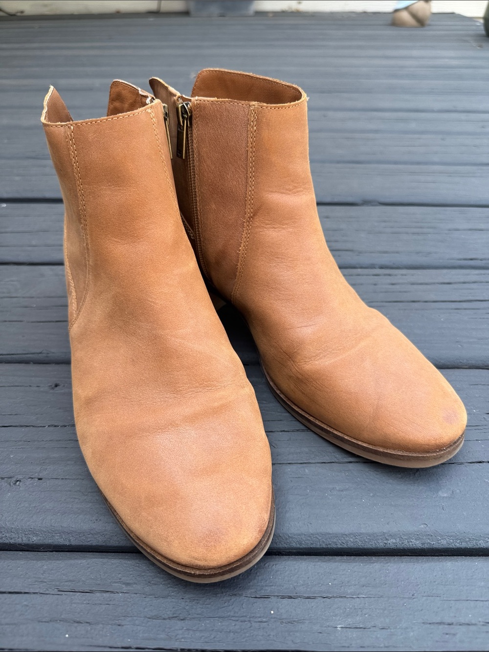 Lucky Brand Women's Tan Leather Ankle Booties with Side Zip 11W